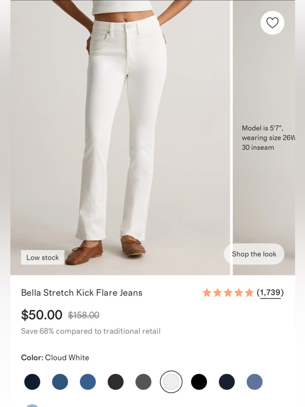 White Kick Flare Jeans - Cloud White